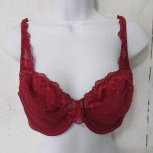 True and Co Bra 36C Red Lace Underwire Back Closure